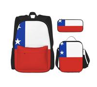 CNTDBU Zaino con bandiera del Cile, borsa per il pranzo, set 3 in 1, borsa da viaggio per pendolari, borsa termica per il pranzo per lavoro con custodia per laptop
