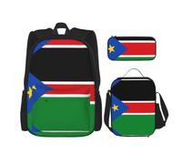 CNTDBU Zaino con bandiera del Sud Sudan, set 3 in 1, borsa da viaggio per pendolari, borsa termica per il pranzo da lavoro con custodia per laptop