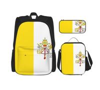 CNTDBU Zaino con bandiera del Vaticano, borsa per il pranzo, set 3 in 1, borsa da viaggio per pendolari, borsa termica per il pranzo per lavoro con custodia per laptop