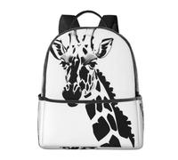 CNTDBU Zaino da viaggio leggero con motivo giraffa bianco e nero, con custodia per computer portatile