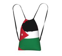 CNTDBU Zaino pieghevole con coulisse con bandiera della Giordania, borsa per la spesa leggera e riutilizzabile per viaggi, zaino compatto tascabile per campeggio palestra