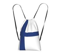 CNTDBU Zaino pieghevole con coulisse con bandiera finlandese, borsa per la spesa leggera e riutilizzabile per viaggi, zaino compatto tascabile per campeggio e palestra