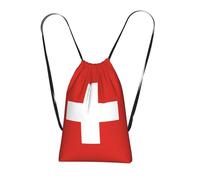 CNTDBU Zaino pieghevole con coulisse con bandiera svizzera, borsa per la spesa leggera e riutilizzabile per viaggi, zaino compatto tascabile per campeggio palestra