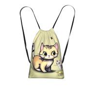 CNTDBU Zaino pieghevole con coulisse con gatto e farfalla, borsa per la spesa leggera e riutilizzabile per viaggi, zaino compatto tascabile per campeggio palestra