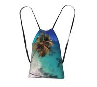 CNTDBU Zaino pieghevole con coulisse delle Isole dei Caraibi, borsa per la spesa leggera e riutilizzabile per viaggi, zaino compatto tascabile per campeggio e palestra