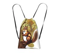 CNTDBU Zaino pieghevole con coulisse e scoiattolo che mangia noci, borsa per la spesa leggera e riutilizzabile per viaggi, zaino compatto tascabile per campeggio e palestra