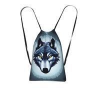 CNTDBU Zaino pieghevole con coulisse e testa di lupo feroce, borsa per la spesa leggera e riutilizzabile per viaggi, zaino compatto tascabile per campeggio e palestra