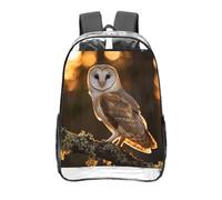 CNTDBU Zaino trasparente a forma di gufo a forma di cuore 16 pollici-borsa approvata dallo stadio in PVC trasparente, tasca frontale con stampa all-over, zaino da viaggio leggero unisex