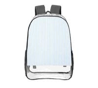 CNTDBU Zaino trasparente a righe bianche e blu, 40,6 cm, in PVC trasparente, approvato dallo stadio, con fondo rinforzato, unisex