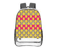 CNTDBU Zaino trasparente a righe scozzesi, 40,6 cm, resistente, approvato dallo stadio, in PVC trasparente, con fondo rinforzato, zaino da viaggio unisex