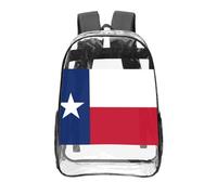 CNTDBU Zaino trasparente bandiera del Texas da 16 pollici in PVC trasparente approvato dallo stadio, tasca frontale con stampa all-over, zaino da viaggio leggero unisex