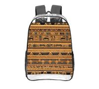 CNTDBU Zaino trasparente con affreschi egiziani, 40,6 cm, in PVC, approvato dallo stadio, tasca frontale con stampa su tutta la superficie, zaino da viaggio leggero unisex