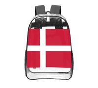 CNTDBU Zaino trasparente con bandiera danese da 40,6 cm, in PVC trasparente, con stampa su tutta la superficie, tasca frontale leggera da viaggio, unisex