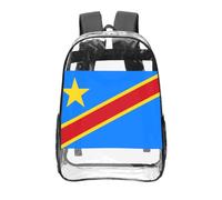 CNTDBU Zaino trasparente con bandiera del Congo, 40,6 cm, in PVC, approvato dallo stadio, tasca frontale con stampa all-over, zaino da viaggio leggero unisex