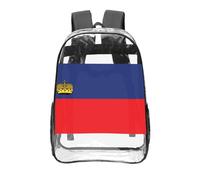 CNTDBU Zaino trasparente con bandiera del Liechtenstein, 40,6 cm, in PVC, approvato dallo stadio, tasca frontale con stampa su tutta la superficie, zaino da viaggio leggero unisex