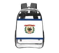 CNTDBU Zaino trasparente con bandiera del West Virginia, 40,6 cm, in PVC trasparente, approvato dallo stadio, tasca frontale con stampa all-over, zaino da viaggio leggero unisex