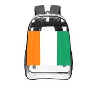 CNTDBU Zaino trasparente con bandiera della Costa d'Avorio, 40,6 cm, in PVC trasparente, approvato dallo stadio, tasca frontale con stampa all-over, zaino da viaggio leggero unisex