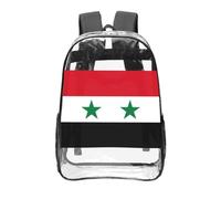 CNTDBU Zaino trasparente con bandiera della Repubblica Araba Siriana, 40,6 cm, in PVC trasparente, approvato dallo stadio, tasca frontale con stampa all-over, zaino da viaggio leggero unisex
