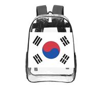 CNTDBU Zaino trasparente con bandiera della Repubblica di Corea da 40,6 cm, in PVC, approvato dallo stadio, tasca frontale con stampa all-over, zaino da viaggio leggero unisex