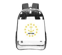 CNTDBU Zaino trasparente con bandiera dello stato del Rhode Island, 40,6 cm, in PVC trasparente, approvato dallo stadio, tasca frontale con stampa all-over, zaino da viaggio leggero unisex