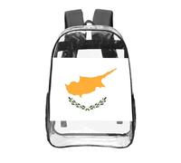 CNTDBU Zaino trasparente con bandiera di Cipro, 40,6 cm, in PVC, approvato dallo stadio, tasca frontale con stampa su tutta la superficie, zaino da viaggio leggero unisex