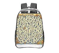 CNTDBU Zaino trasparente con mappa del tesoro labirinto, 40,6 cm, in PVC trasparente, approvato dallo stadio, tasca frontale con stampa all-over, zaino da viaggio leggero unisex