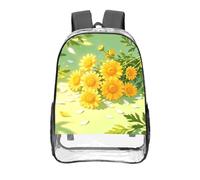 CNTDBU Zaino trasparente con motivo a margherite gialle, 40,6 cm, resistente, approvato dallo stadio, in PVC trasparente, con fondo rinforzato, zaino da viaggio unisex
