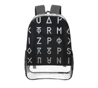 CNTDBU Zaino trasparente con simbolo delle rune, 40,6 cm, resistente, approvato dallo stadio, in PVC trasparente, con fondo rinforzato, zaino da viaggio unisex