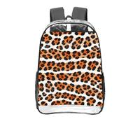 CNTDBU Zaino trasparente con stampa leopardata da 16 pollici, in PVC trasparente, tasca frontale con stampa all-over, zaino da viaggio leggero unisex