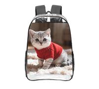 CNTDBU Zaino trasparente per gatti a pelo corto da 16 pollici, borsa approvata dallo stadio in PVC trasparente, tasca frontale con stampa all-over, zaino da viaggio leggero unisex