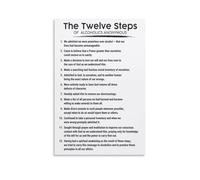 CNTUSRXT Alcoholics Anonymous 12 Steps Canvas Print - Recovery Poster, Wall-Art for Sobriety, Hope & Encouragement(Framed,16x24inch(40x60cm))