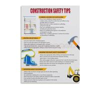 CNTUSRXT Canvas Wall-Art Construction Tips and Guide Poster for Job Site Office Industrial Workplace (Framed,16x24inch(40x60cm))