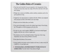 CNTUSRXT Ceramics 101 Golden Rules Poster Foundational Pottery Making Knowledge and Tips Wall-Art(Framed,08x12inch(20x30cm))