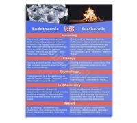 CNTUSRXT Chemical Reactions Poster Endothermic and Exothermic Processes Science Educational Chart for Classroom Decor(Framed,16x24inch(40x60cm))