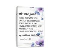 CNTUSRXT Inspirational Scripture Poster Fear Not I Am With You Canvas Wall-Art For Foyer Bedroom Quiet Corner Decor(Unframed,16x24inch(40x60cm))