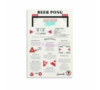 CNTUSRXT Man Cave Decor Beer Pong Rules Poster Party Game Canvas Wall-Art for Basement Game Room Bar Area(Unframed,12x18inch(30x45cm))
