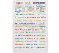 CNTUSRXT Multilingual Hello Poster Greetings in Different Languages Around the World Typography Art Canvas Print for Modern Wall Decor(Unframed,16x24inch(40x60cm))