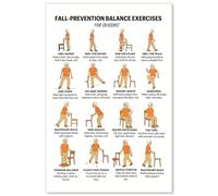 CNTUSRXT Senior Fall Risk Balance Poster Seated Chair Exercises Chart Standing Stability Workout for Beginners Mobility Guide Home Gym Wall-Art Decor(Unframed,08x12inch(20x30cm))