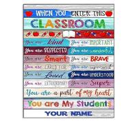 CNTUSRXT Welcome Back to School Sign Metal Tin Poster Classroom Door Decor Teacher Appreciation Gift for Educators Staff Office Entry Decor(Framed,08x12inch(20x30cm))