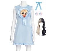 Cnulaueu Costume da donna Cry Baby Melanie Cosplay K12 blu vestito vestito Halloween palcoscenico vestito pigiama abito completo (blu con parrucca, S)