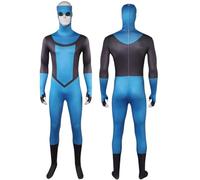 Cnulaueu Costume da uomo Invincible per cosplay Mark Grayson, tuta uniforme da combattimento per anime Halloween (blu, XL)