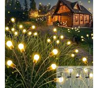 Cnulenzt Luci Solari Esterno，4 Pezzi-8LED Lampada solare lucciola, catena luminosa solare impermeabili, per Giardino,Patio,Cortili,Balcone Decorativo(Bianco Caldo)