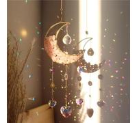 Cnwinu Acchiappasole in cristallo, decorazione per finestra con catena, con ciondolo, cristalli da appendere alla finestra, per camera da letto, auto, casa, giardino, decorazione (clessidra, luna,