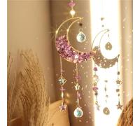 Cnwinu Acchiappasole in cristallo, decorazione per finestra con catena, con ciondolo, cristalli da appendere alla finestra, per camera da letto, auto, casa, giardino (clessidra, luna, viola)