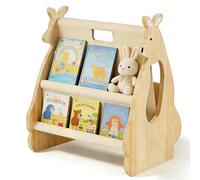 Cnwinu Montessori - Libreria per bambini, in legno, per bambini, con maniglia, per libri e giocattoli