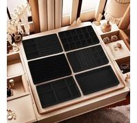 Cnwinu Vassoio per gioielli, 6 pezzi, organizer per gioielli, organizer per orecchini, organizer per gioielli, organizer per armadio, per riporre trucchi, collane, bracciali, gioielli, anelli (nero)