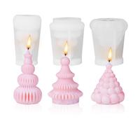 CNYMANY - 3 stampi per candele a forma di albero di Natale, in silicone 3D, a forma di albero di Natale, in resina epossidica, per sapone, cera, cioccolato, feste, cene, festival, decorazioni per la