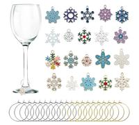 CNYMANY 30/20 pezzi Charms per Bicchieri da Vino, Lega di Zinco a Tema Natalizio Etichette Segnabicchieri per Calice per Natale Degustazione di Vino Cocktail Champagne Bomboniere Forniture Regali