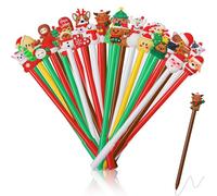 CNYMANY 30 penne a forma di cartone animato, con inchiostro gel da 0,5 mm, inchiostro nero, Babbo Natale, albero di Natale, pupazzo di neve, alce, tema per feste di Natale, bomboniere per insegnanti
