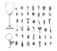 CNYMANY 42 pezzi Segnabicchieri Charms per Bicchiere di Vino, Vino a Tema Calice Marcatori di Bevande Tag con Fibbia per Cocktail Champagne Festa Di Degustazione Favori Forniture Decorative Regali